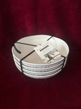 Rae Dunn "LET'S EAT" White melamine Bowls - Set of 4